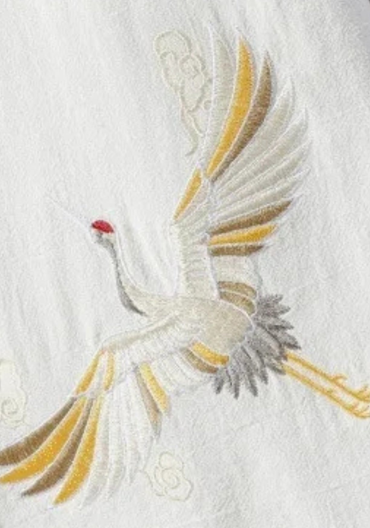 Chemise Homme Blanche Kimono | Élégante Décontractée Été avec Broderie de Grue 3