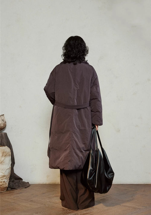 Doudoune Femme en Nylon | Élégante Doudoune Longue Ceinturée d'Hiver 1