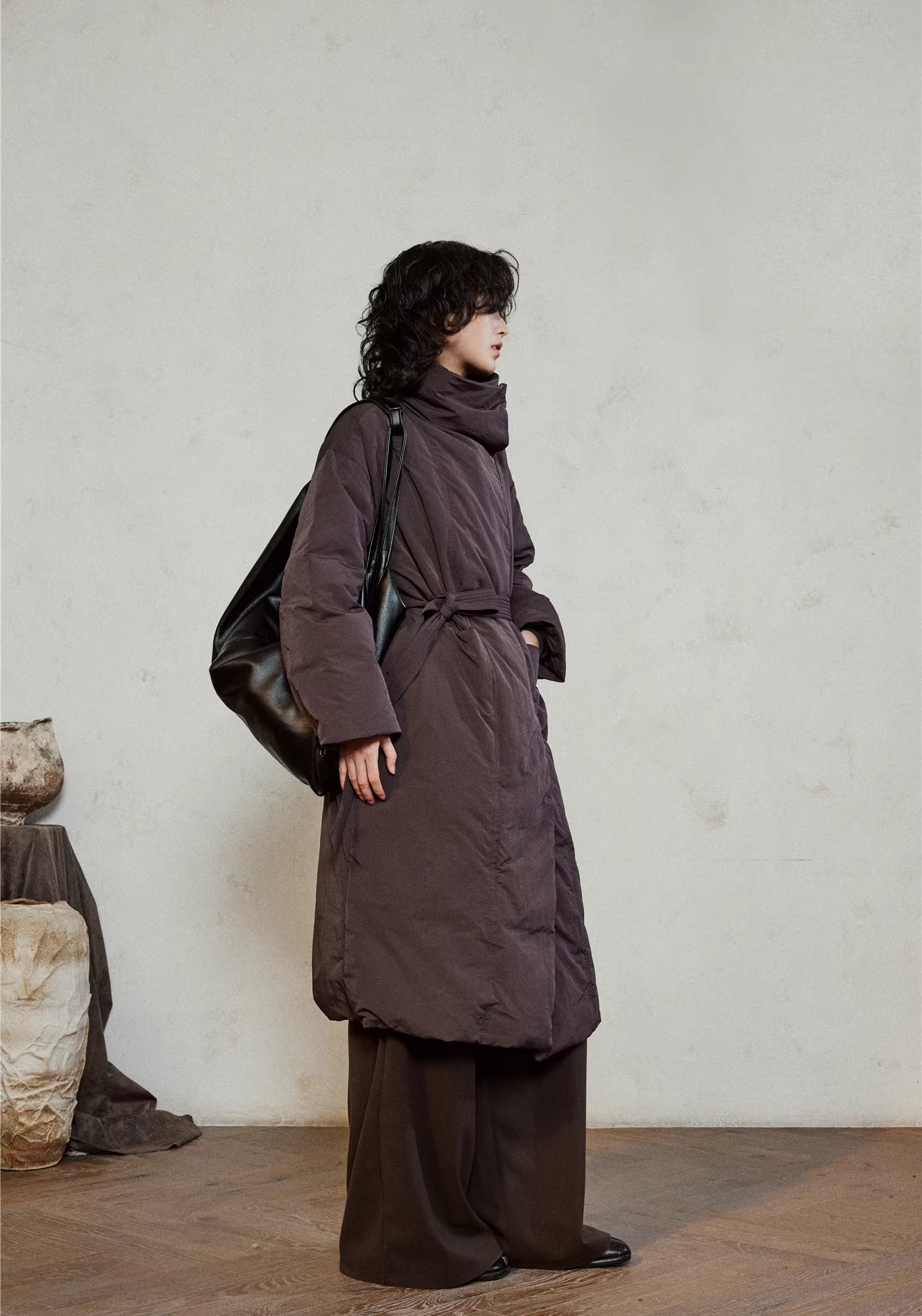 Doudoune Femme en Nylon | Élégante Doudoune Longue Ceinturée d'Hiver 2