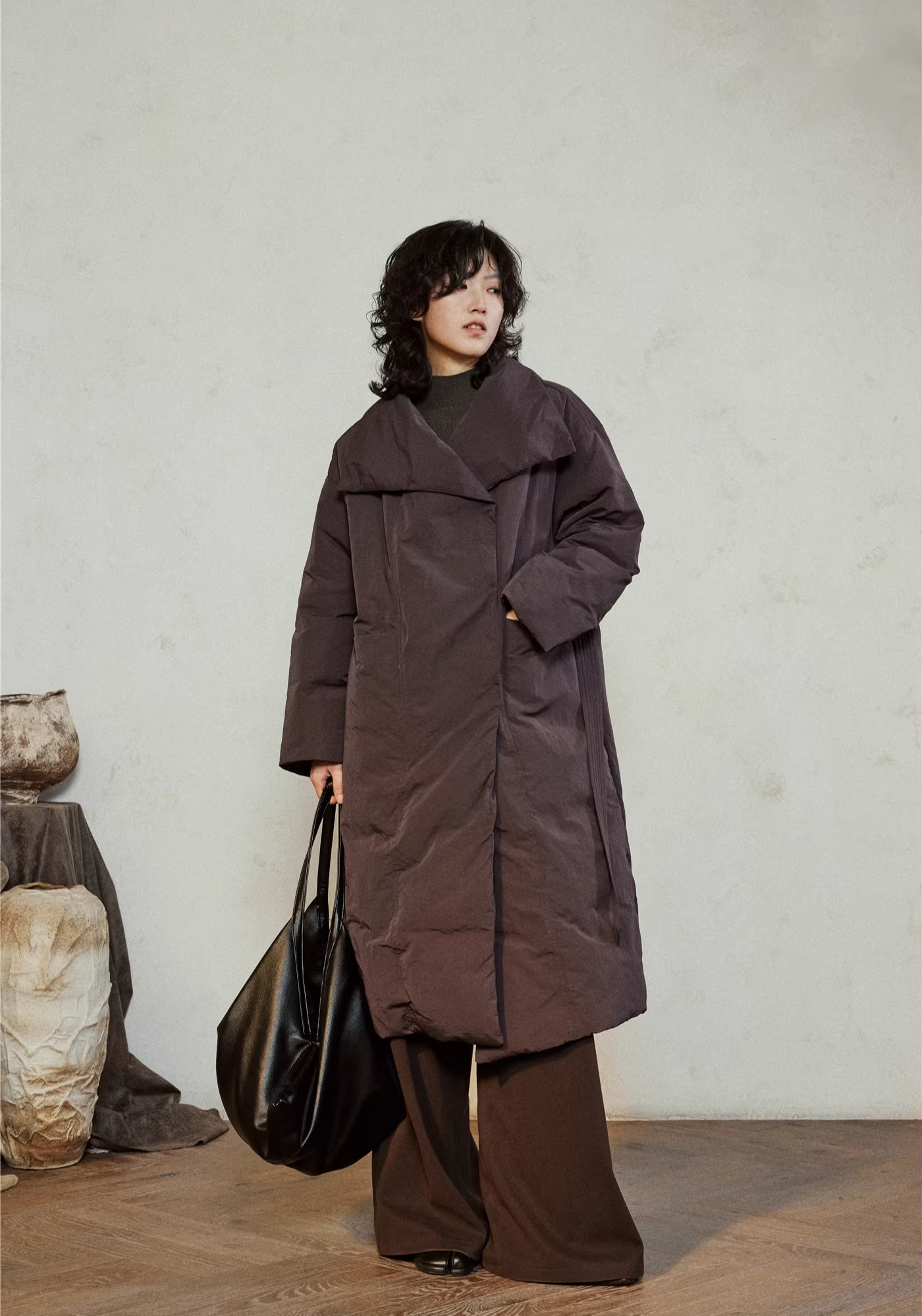 Doudoune Femme en Nylon | Élégante Doudoune Longue Ceinturée d'Hiver 3