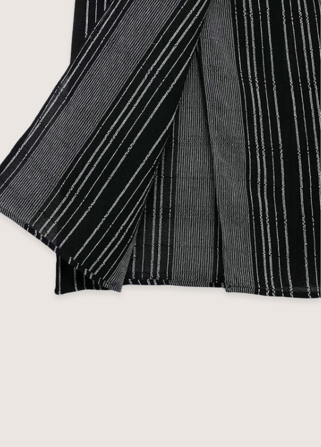 Ensemble Femme en Coton et Polyester | Élégant Kimono Court et Jupe Mi-Longue Rayée 6