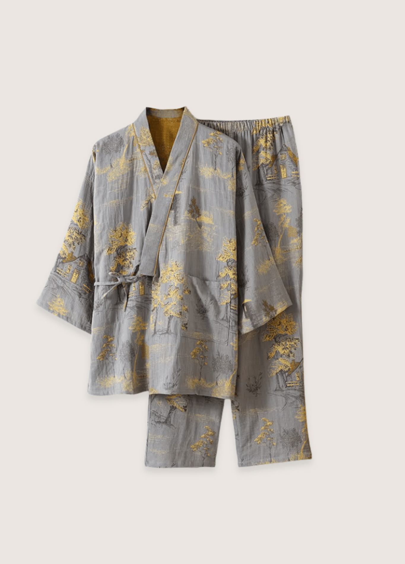 Ensemble Homme 100% Coton Kimono | Élégant Pyjama Automnal 0