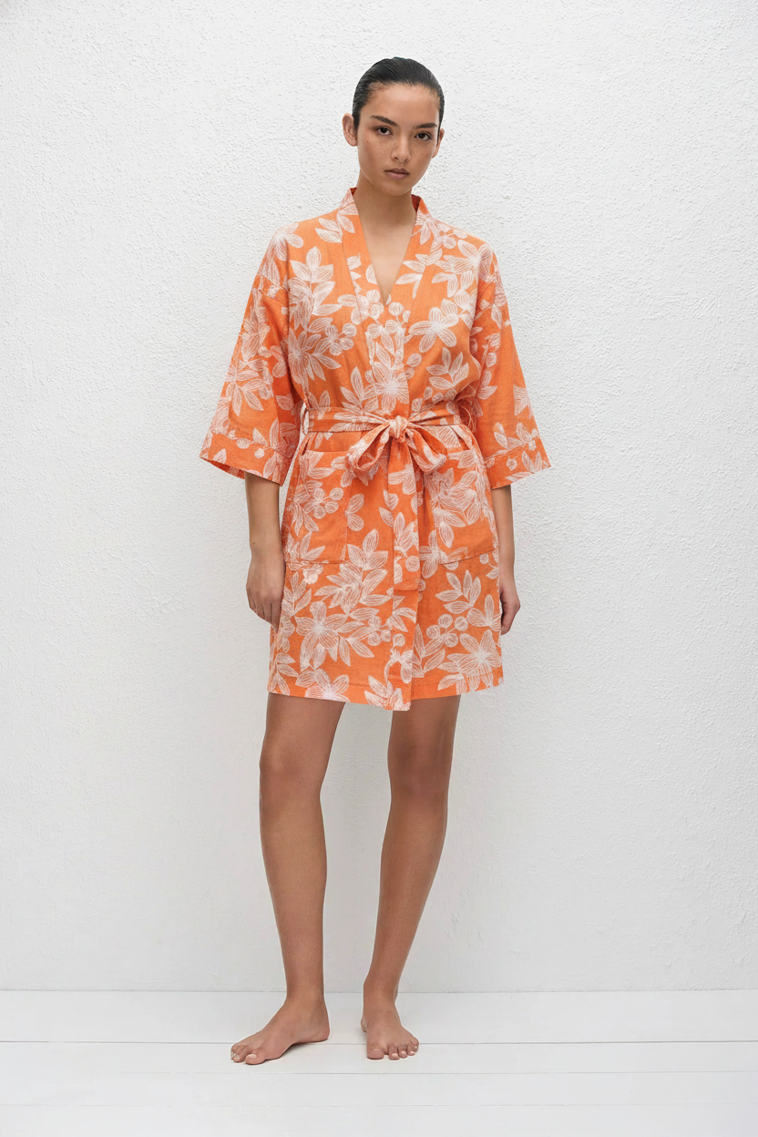 Femme 100% Coton Peignoir Kimono | Floral Ample Élégant pour Moments de Détente 0