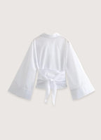 Femme Kimono Court Blanc | Élégant et Moderne 1