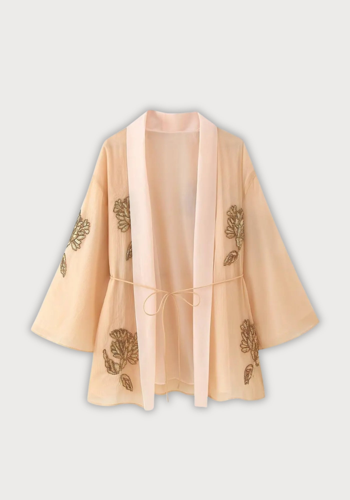 Femme Kimono Soie Beige | Élégant et Brodé | Coupe Ample pour Occasions Spéciales 0