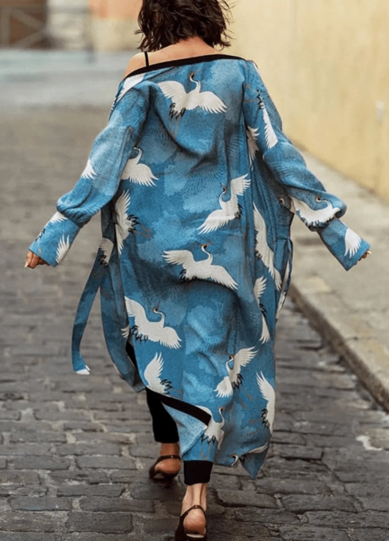 Femme Kimono Viscose Motif Oiseaux | Élégant et Unique 0
