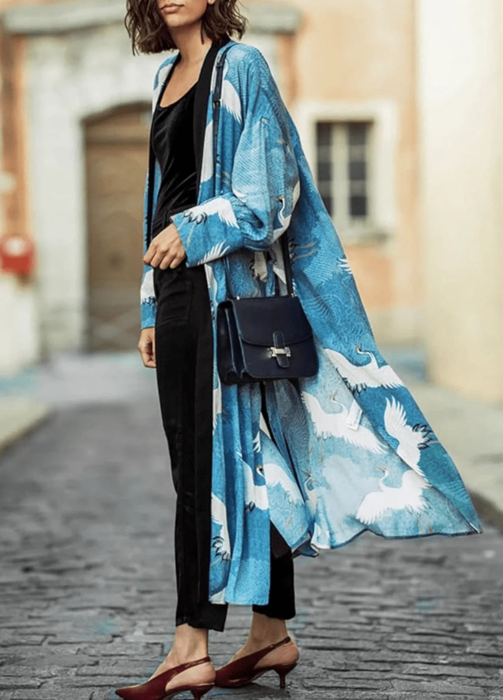 Femme Kimono Viscose Motif Oiseaux | Élégant et Unique 1