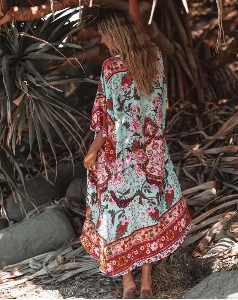 Femmes Kimono 100% Viscose | Élégant Motif Floral Confortable 0