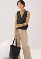 Gilet Femme Polyester Sans Manches | Élégant Minimaliste Automne Hiver 1