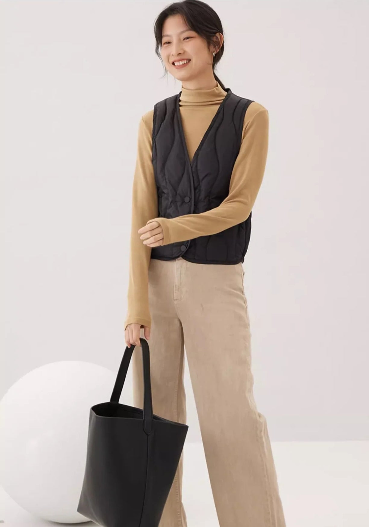 Gilet Femme Polyester Sans Manches | Élégant Minimaliste Automne Hiver 1