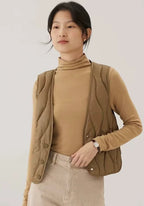 Gilet Femme Polyester Sans Manches | Élégant Minimaliste Automne Hiver 2