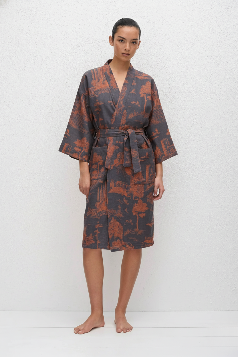 Hommes Peignoir Kimono Japonais | Élégant Confortable Tissu Coton 0