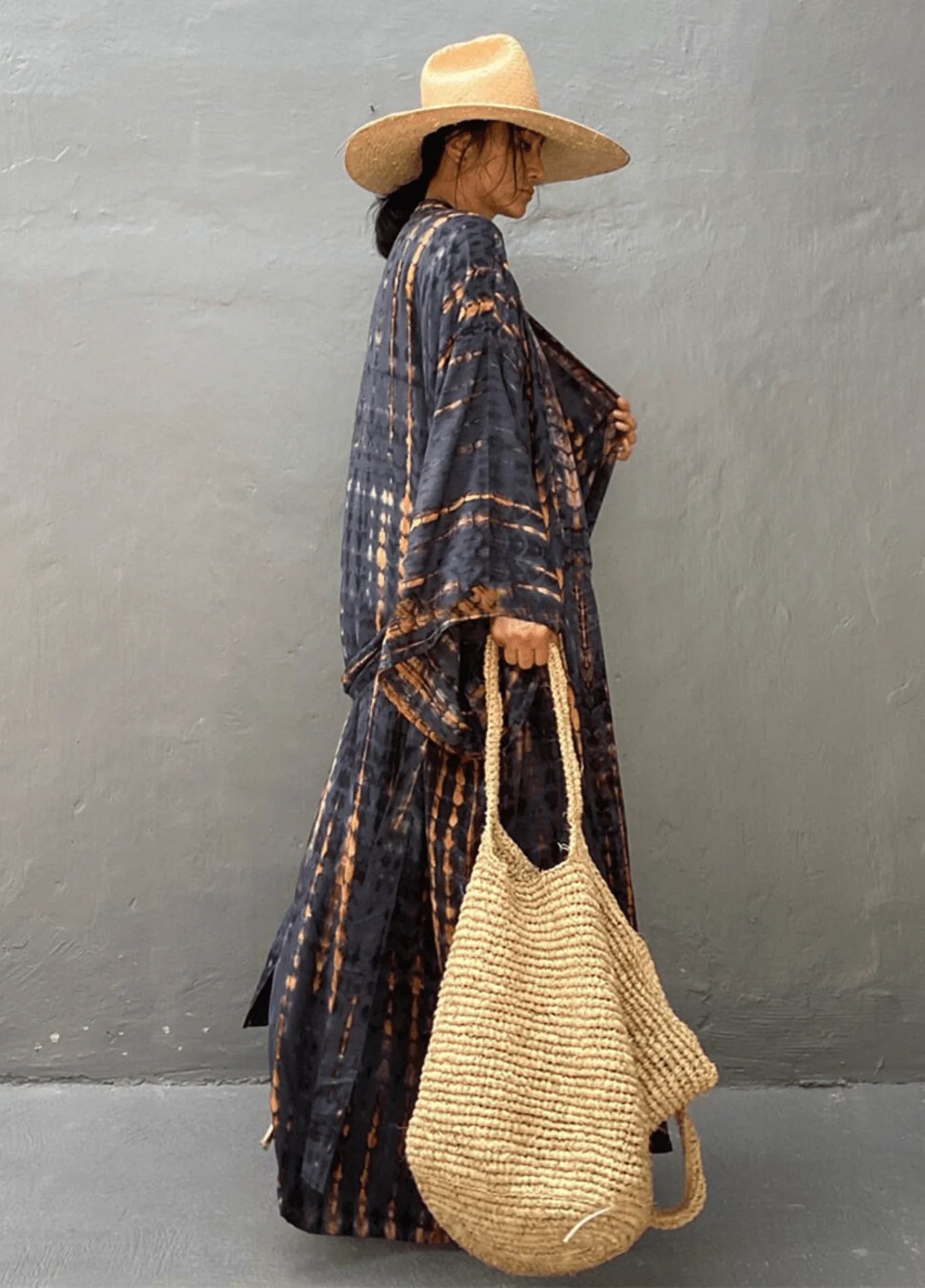 Kimono Femme 100% Rayon Bleu | Élégant Kimono Long Décontracté d'Été 2