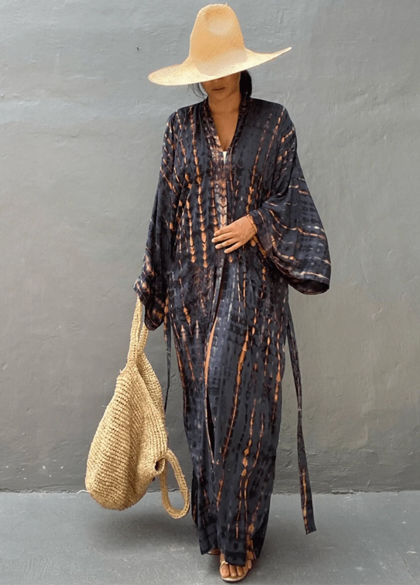 Kimono Femme 100% Rayon Bleu | Élégant Kimono Long Décontracté d'Été 3