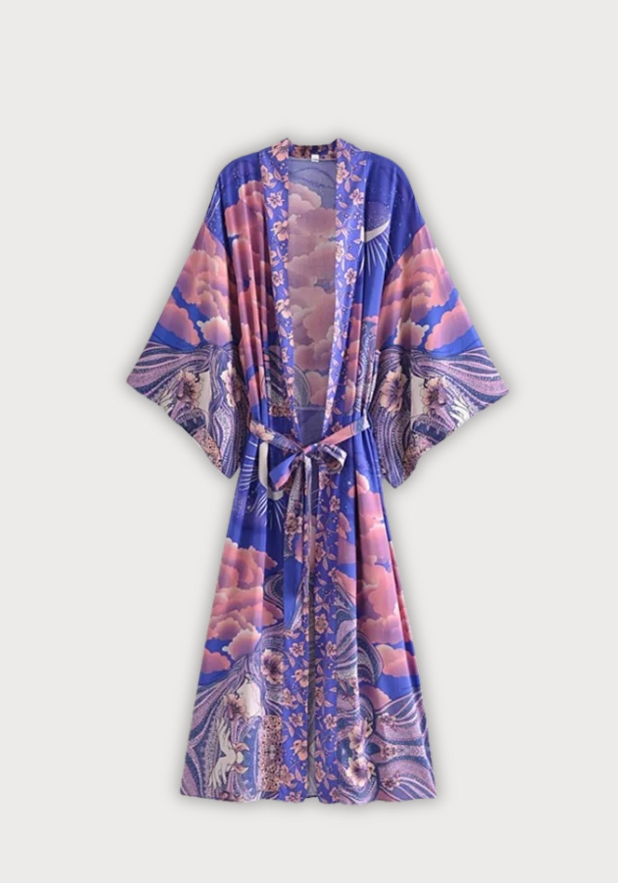 Kimono Femme Coton Rayonne Long | Élégant Motif Céleste Bohème 0