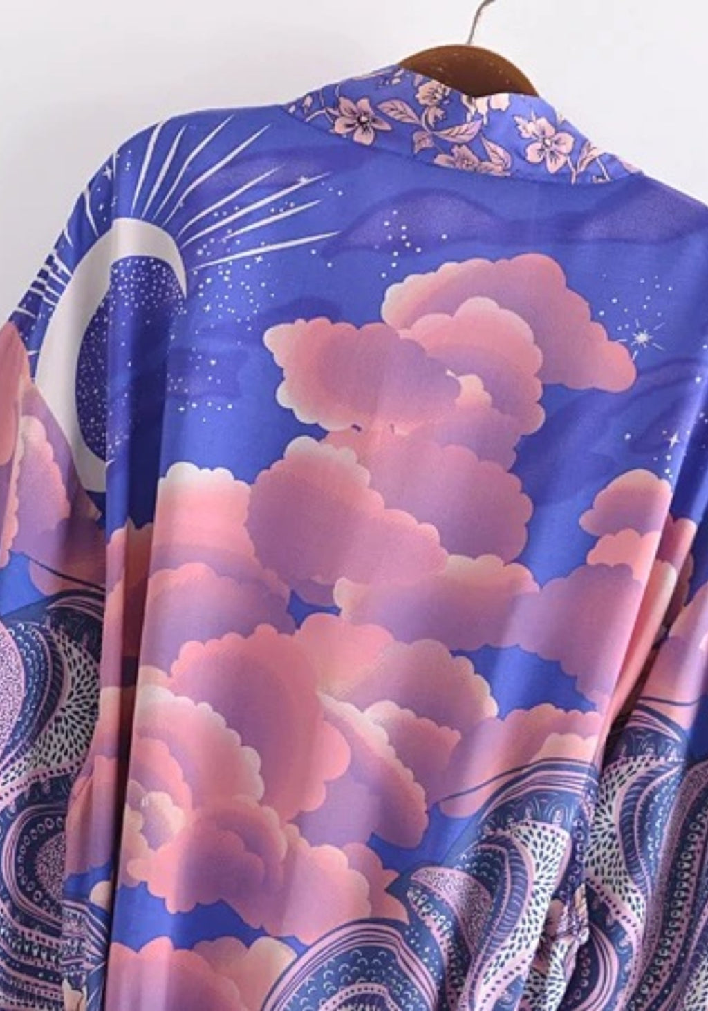 Kimono Femme Coton Rayonne Long | Élégant Motif Céleste Bohème 3