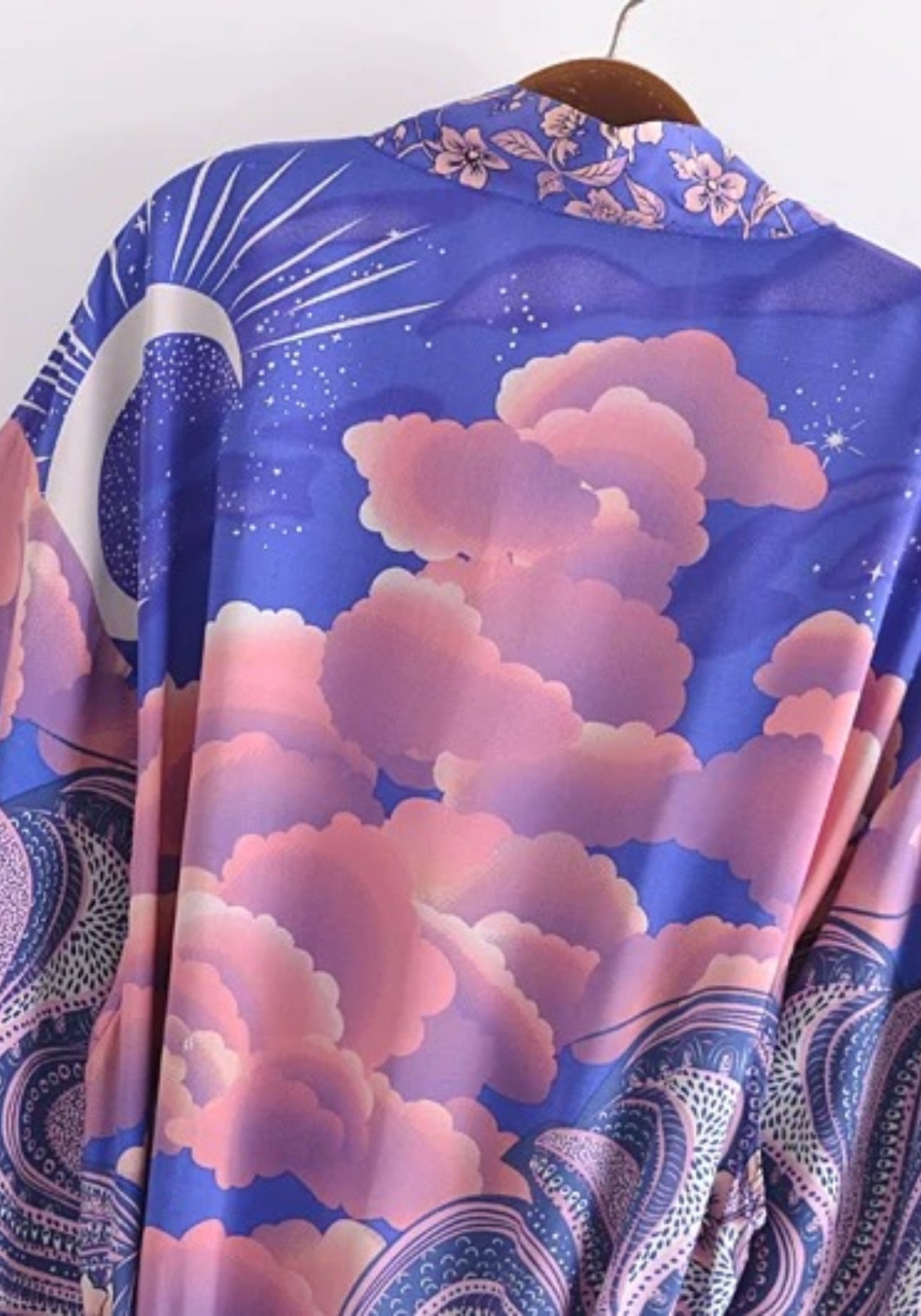 Kimono Femme Coton Rayonne Long | Élégant Motif Céleste Bohème 3