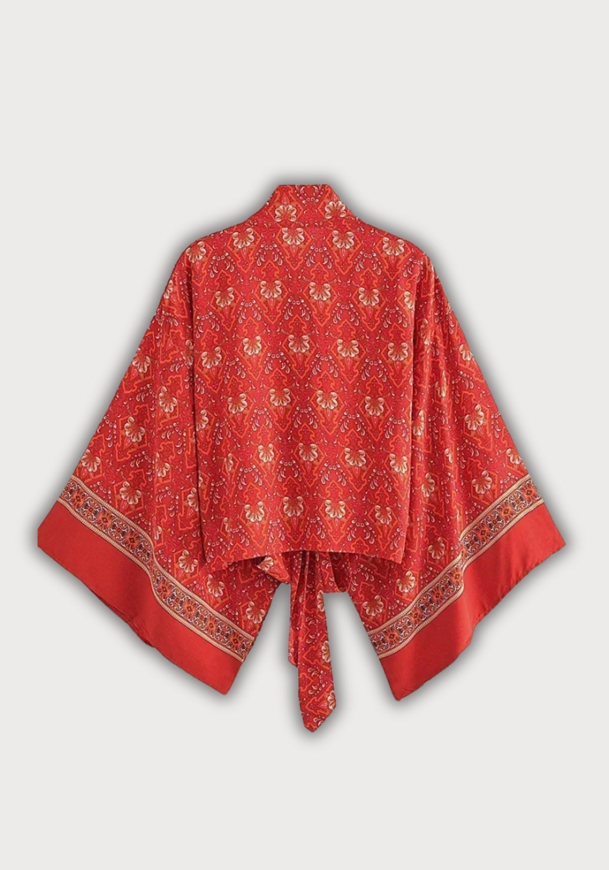 Kimono Femme Coton Rouge | Élégant Court Bohème d'Été 1