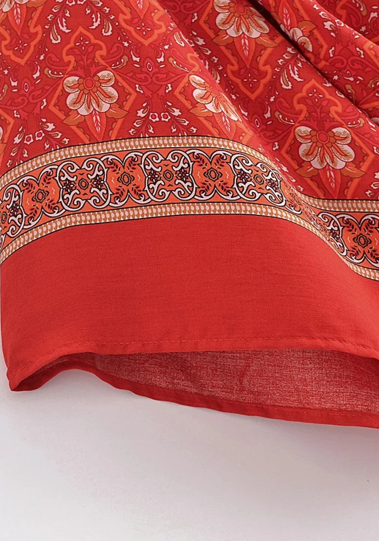 Kimono Femme Coton Rouge | Élégant Court Bohème d'Été 2