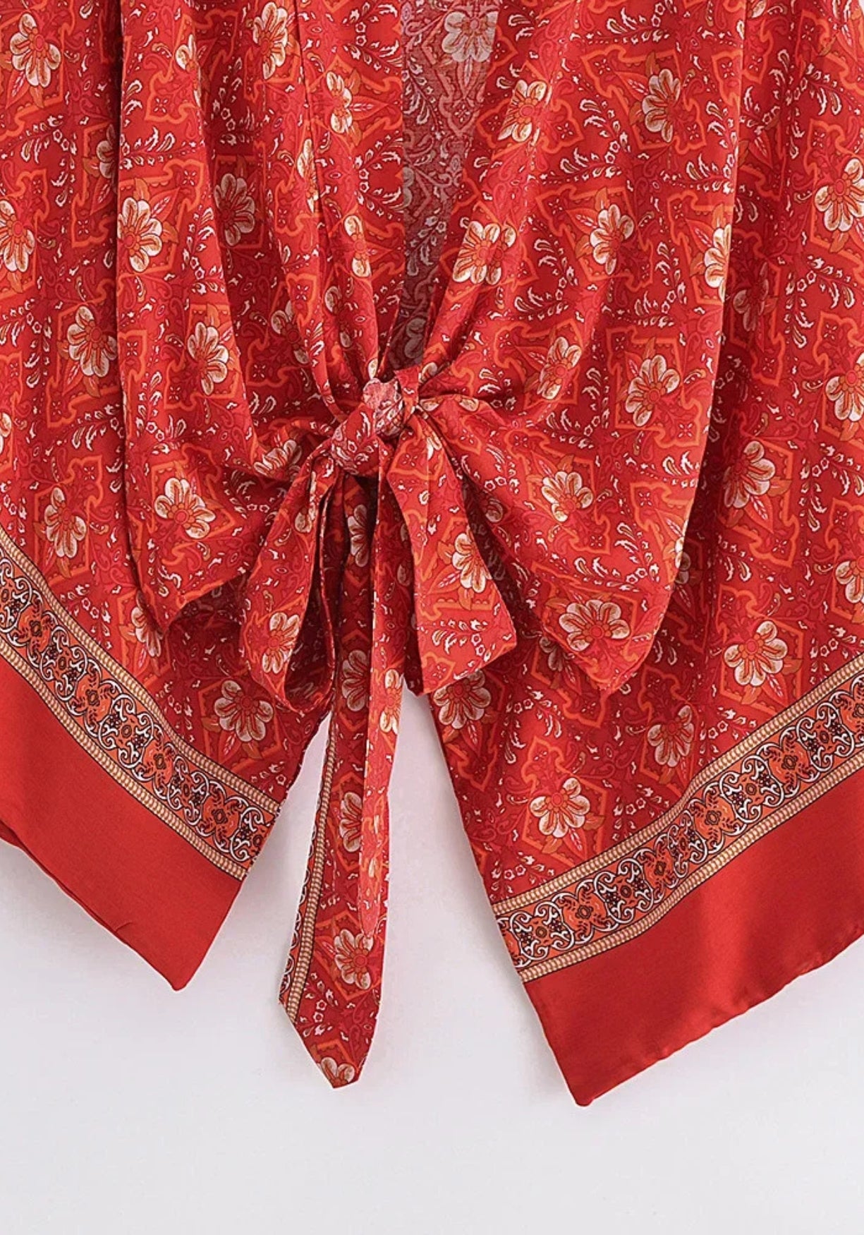Kimono Femme Coton Rouge | Élégant Court Bohème d'Été 3