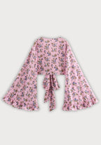 Kimono Femme Floral En Polyester | Élégant Court Cache-Cœur Rose Pour Été 1
