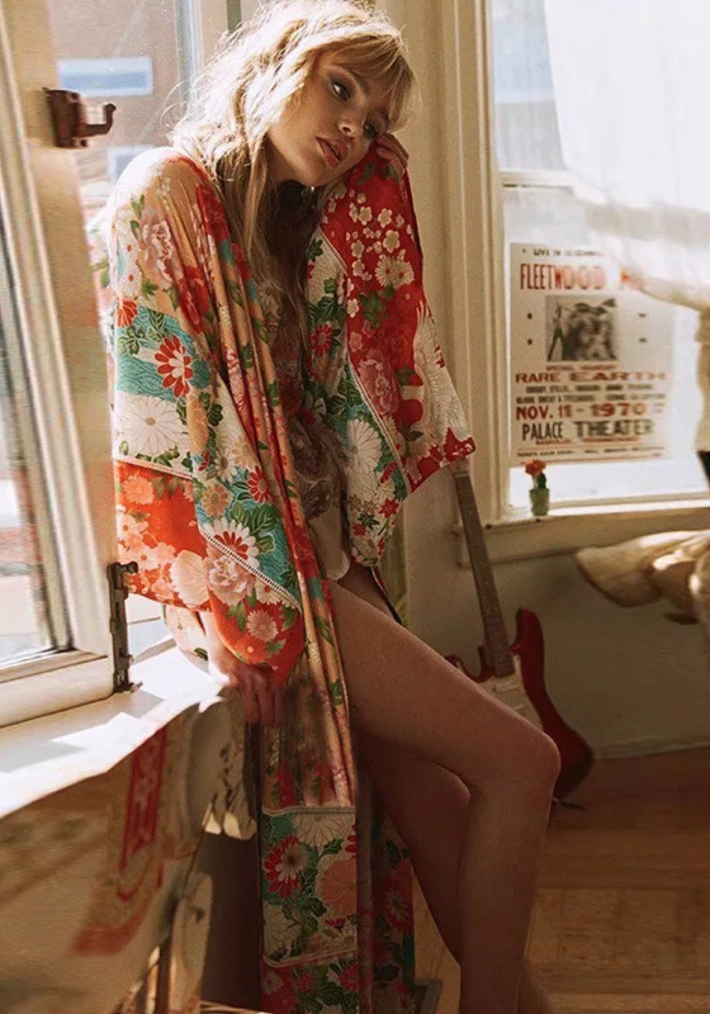 Kimono Femme Floral Polyester Plage | Élégant Long Couverture Légère d'Été 1