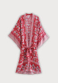 Kimono Femme Floral Rouge | Élégant Long Style Bohème en Coton 0
