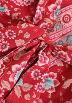 Kimono Femme Floral Rouge | Élégant Long Style Bohème en Coton 5