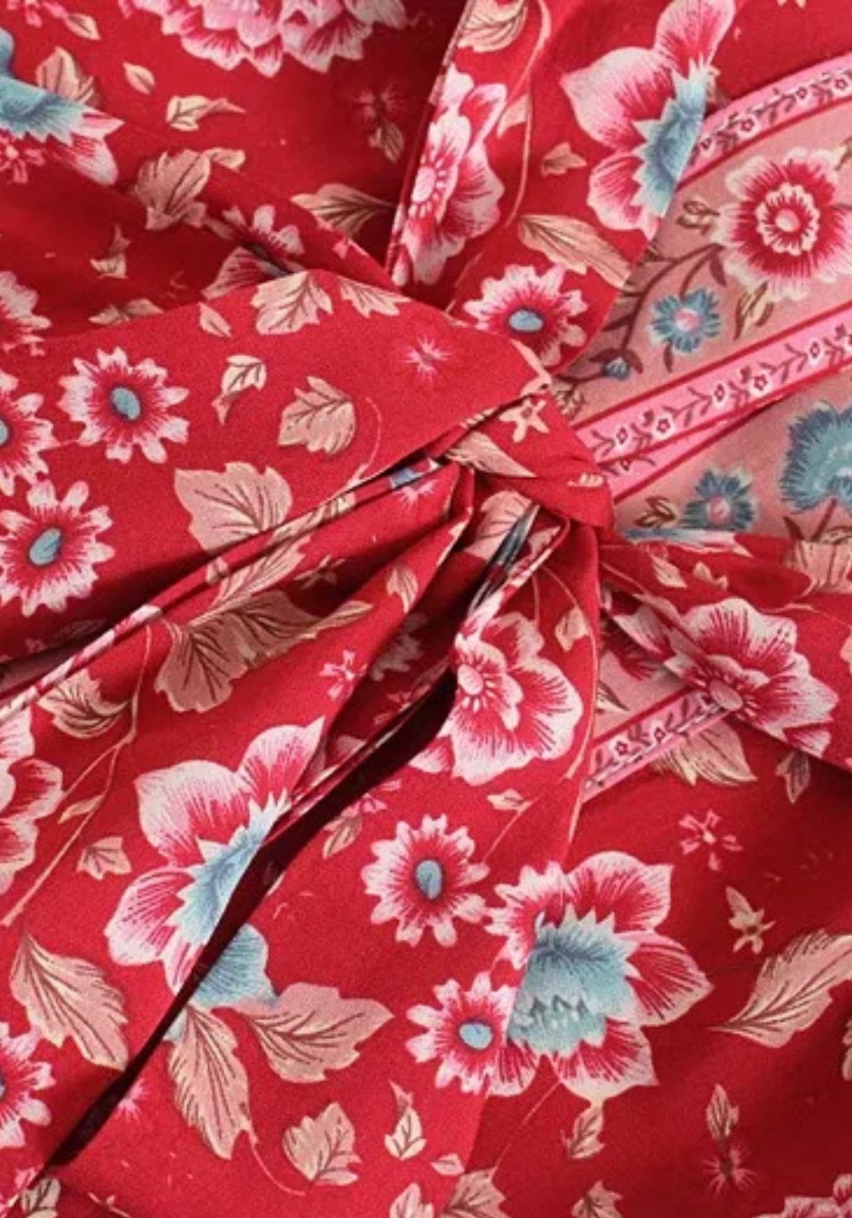 Kimono Femme Floral Rouge | Élégant Long Style Bohème en Coton 5