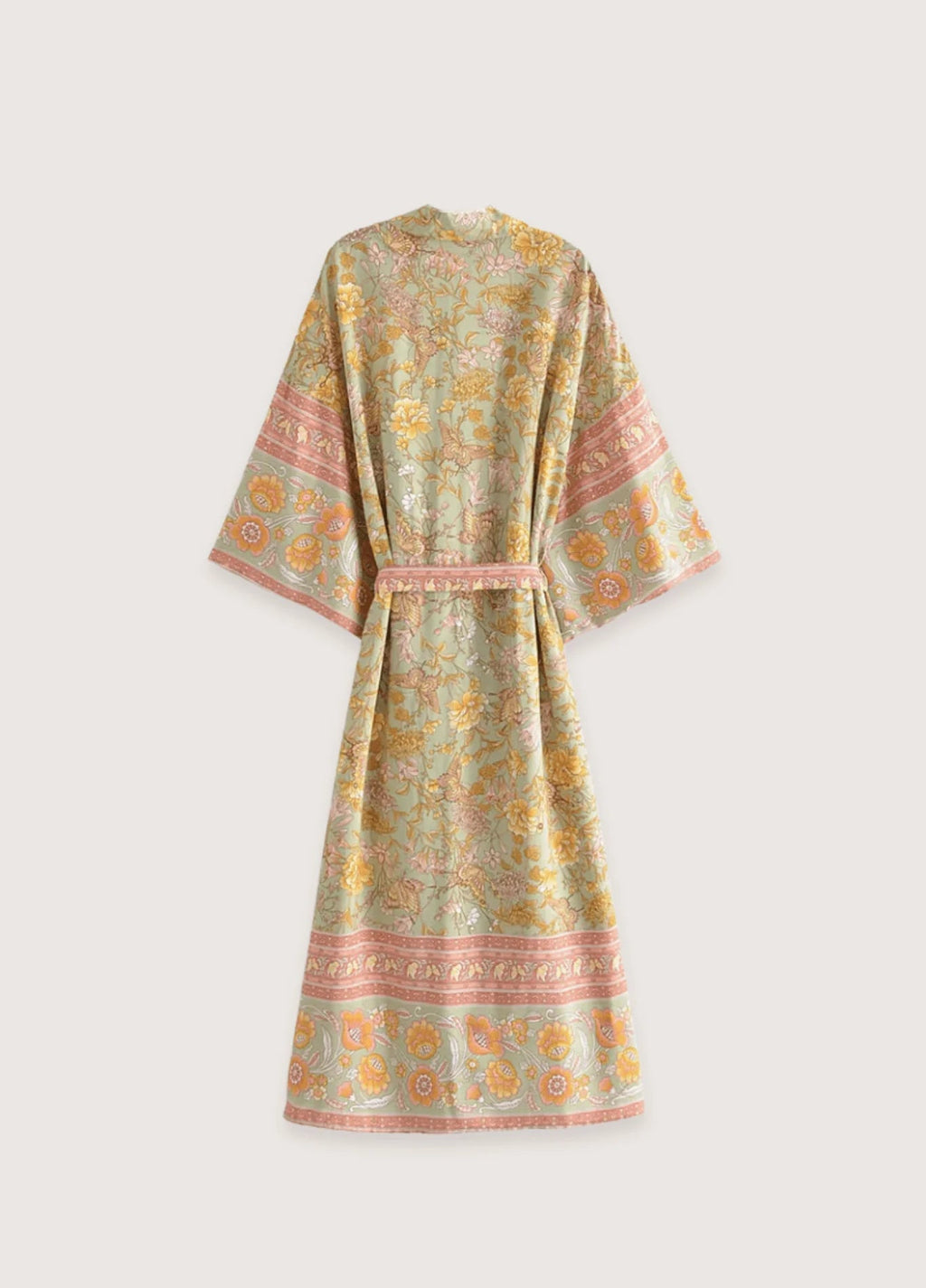 Kimono Femme Floral Vert | Élégant Kimono Japonais Long à Manches 1