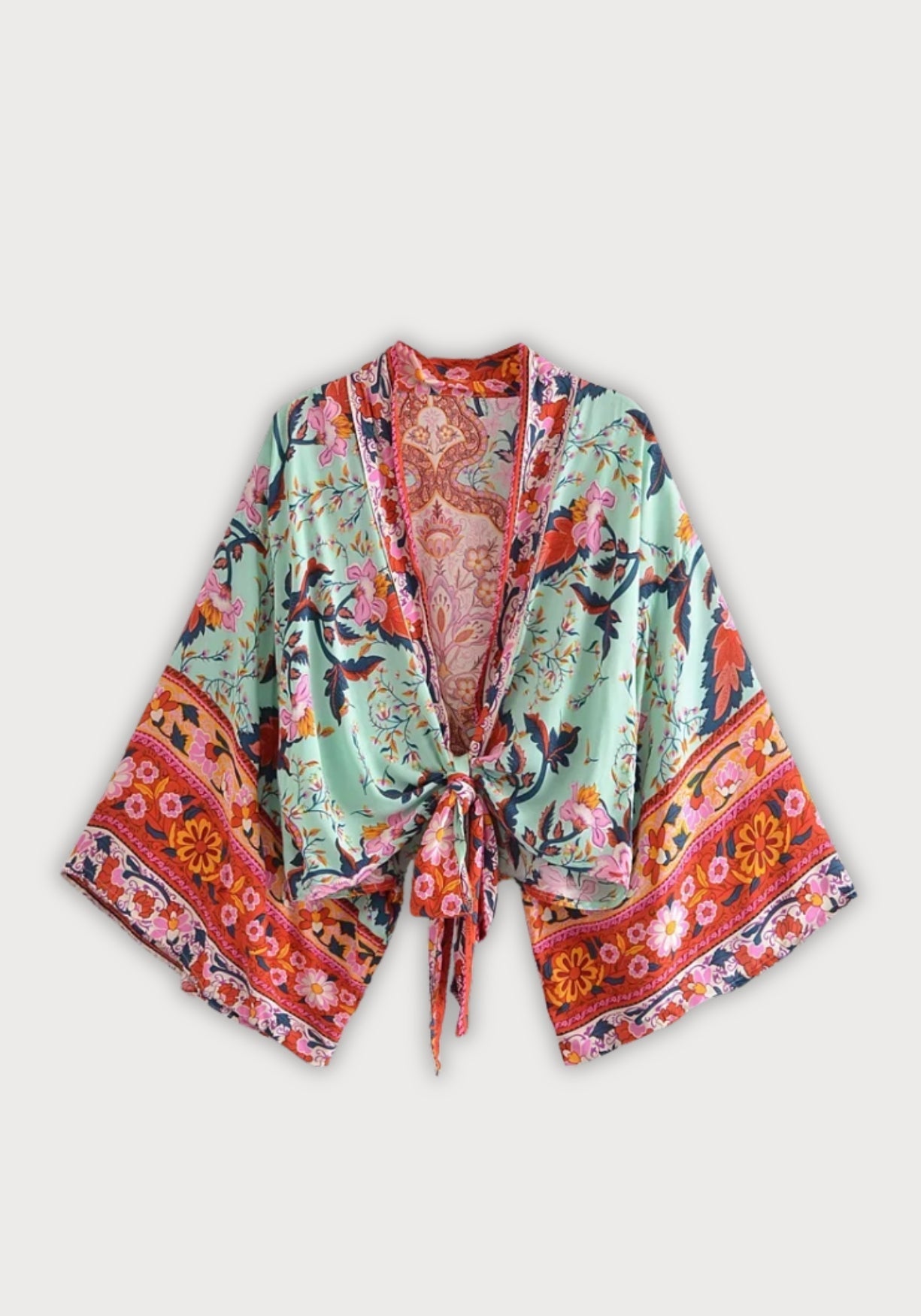 Kimono Femme Floral en Coton | Élégant Kimono de Plage d'Été avec Manches Papillon 0