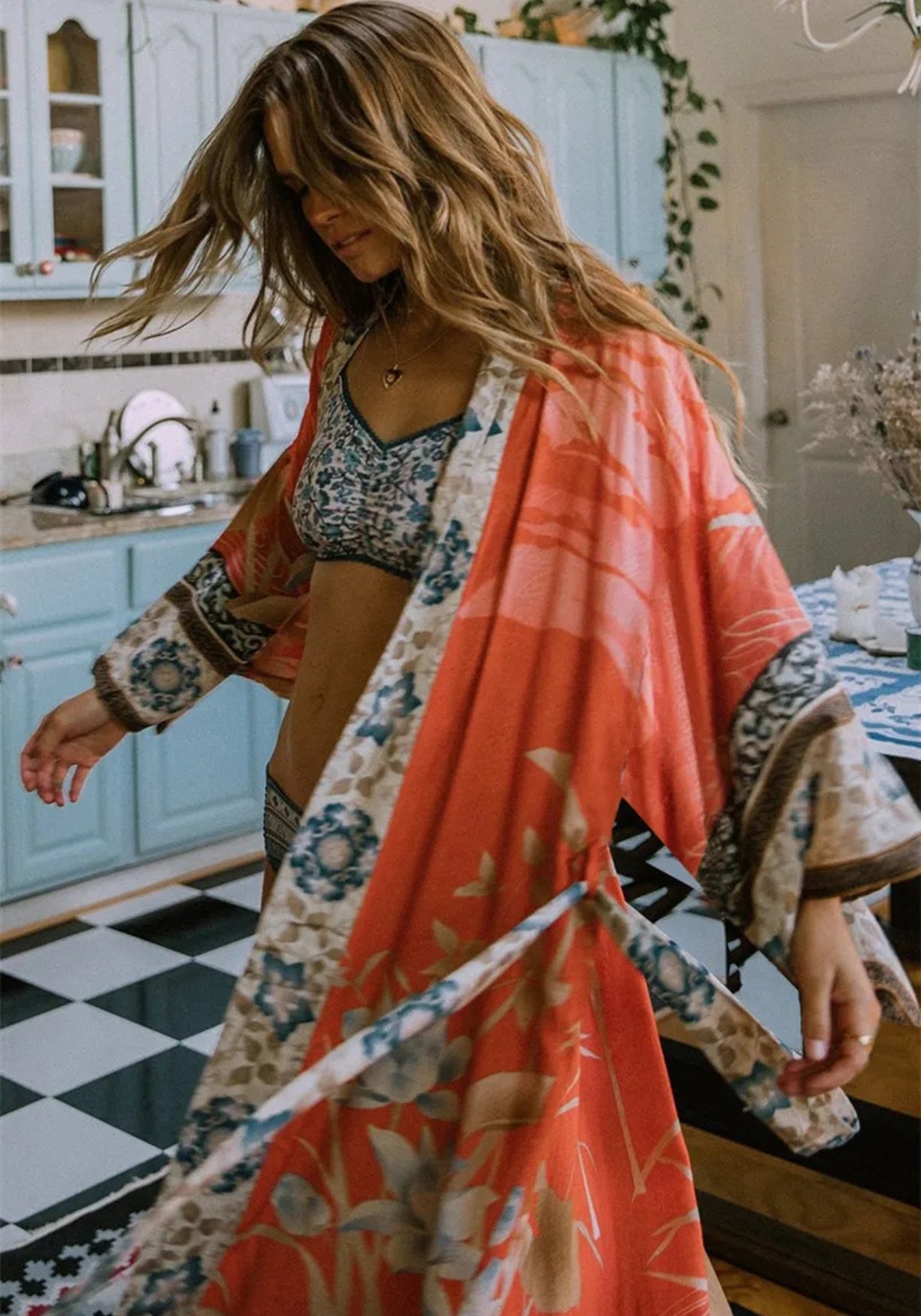 Kimono Femme Floral en Rayonne | Élégant Long Kimono d'Été Plage 2
