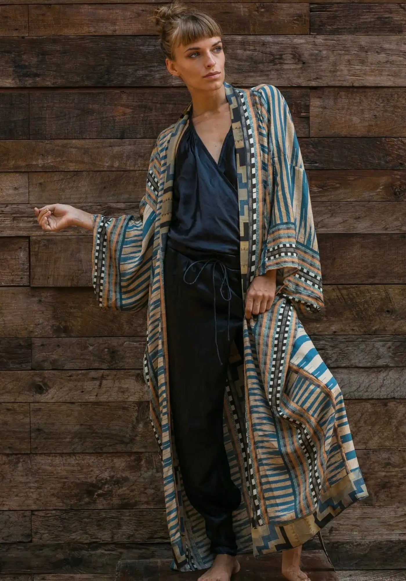 Kimono Femme Géométrique Léger | Élégant Kimono Long Bohème 0