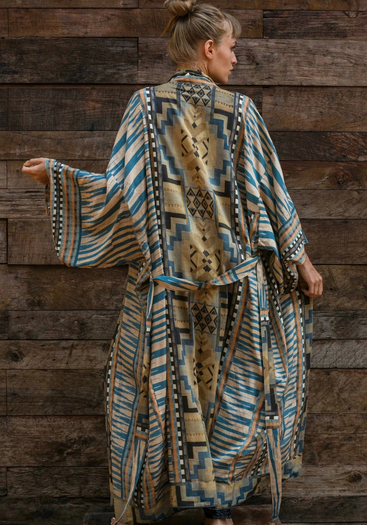 Kimono Femme Géométrique Léger | Élégant Kimono Long Bohème 1