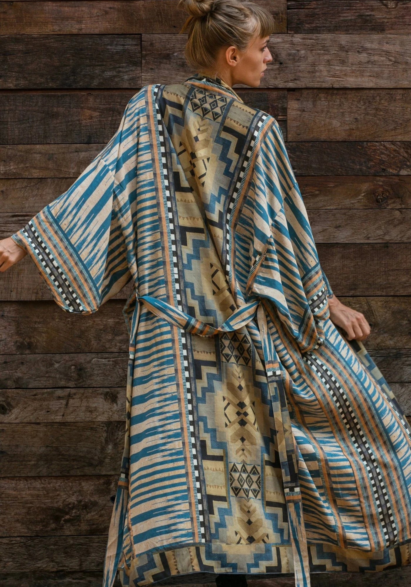 Kimono Femme Géométrique Léger | Élégant Kimono Long Bohème 3