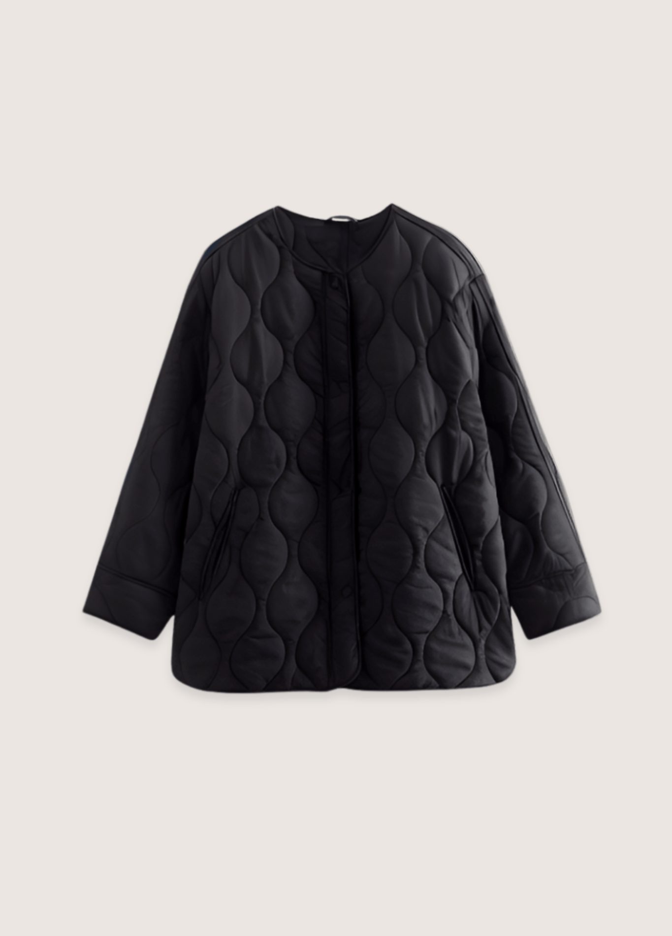 Kimono Femme Matelassé | Élégant Long Oversize Noir avec Poches 0