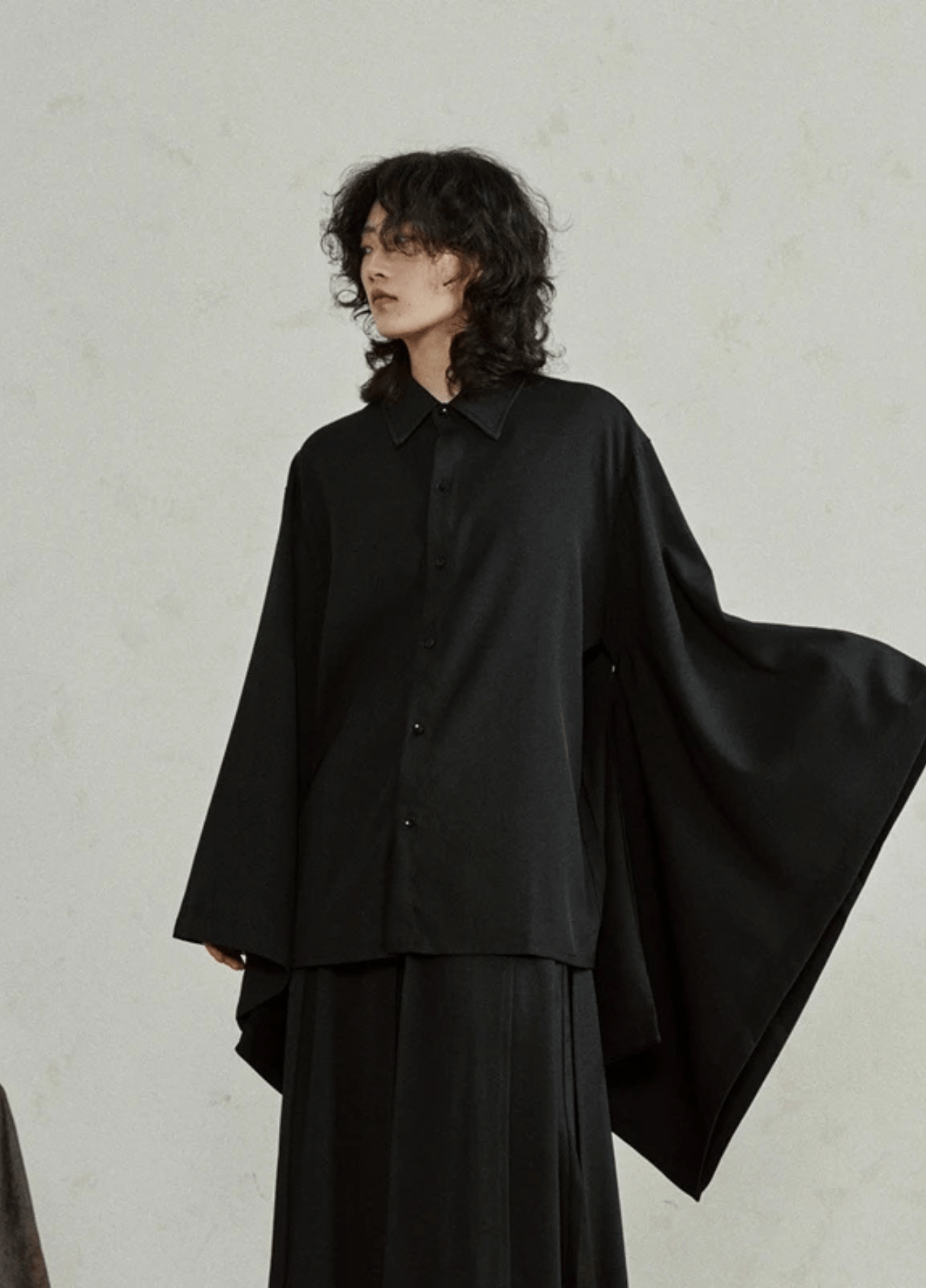 Kimono Femme Noir Polyester | Élégant Court Oversize Gothique 0