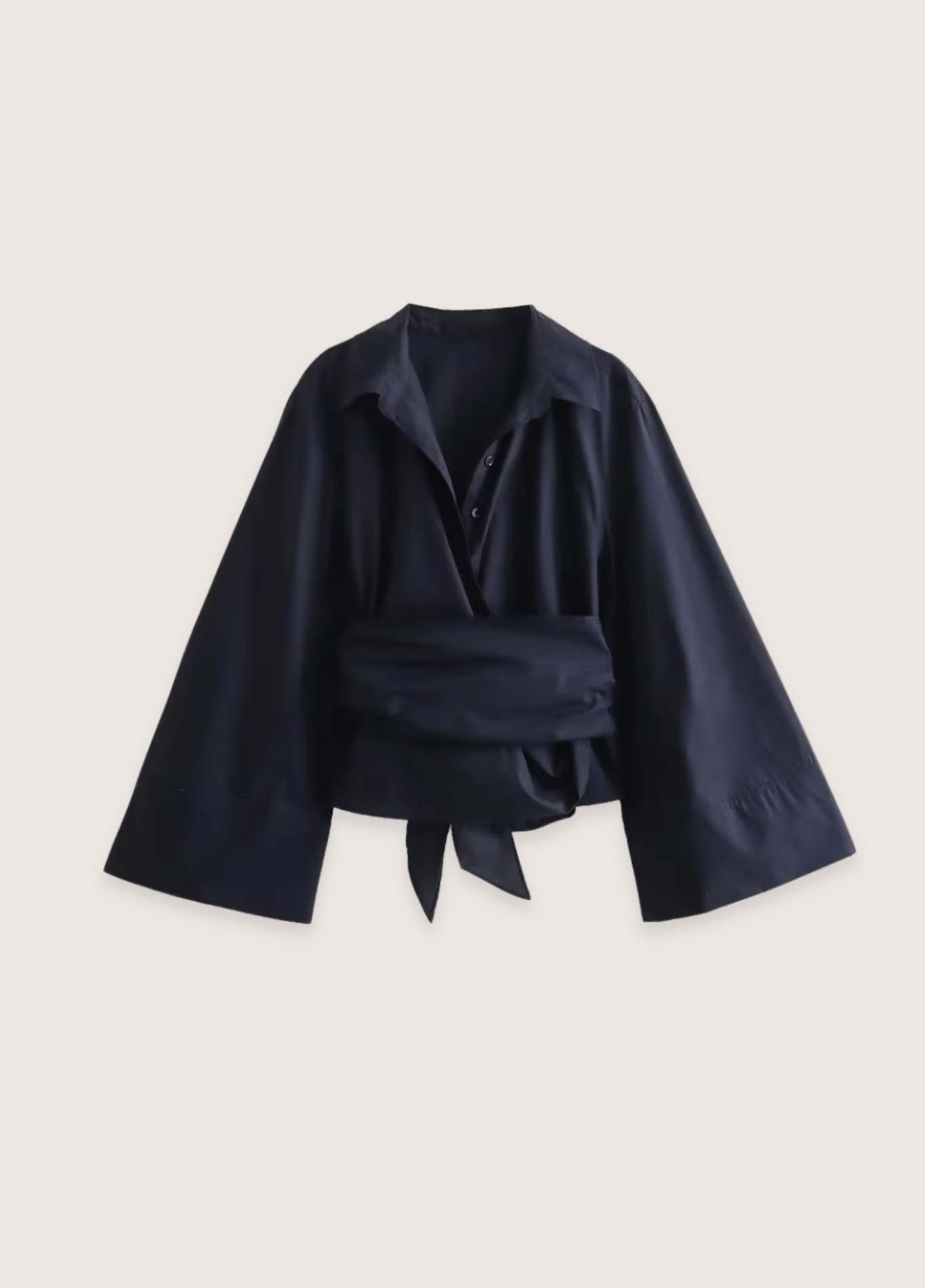 Kimono Femme Noir en Polyester | Élégant Kimono Japonais Court Décontracté 0