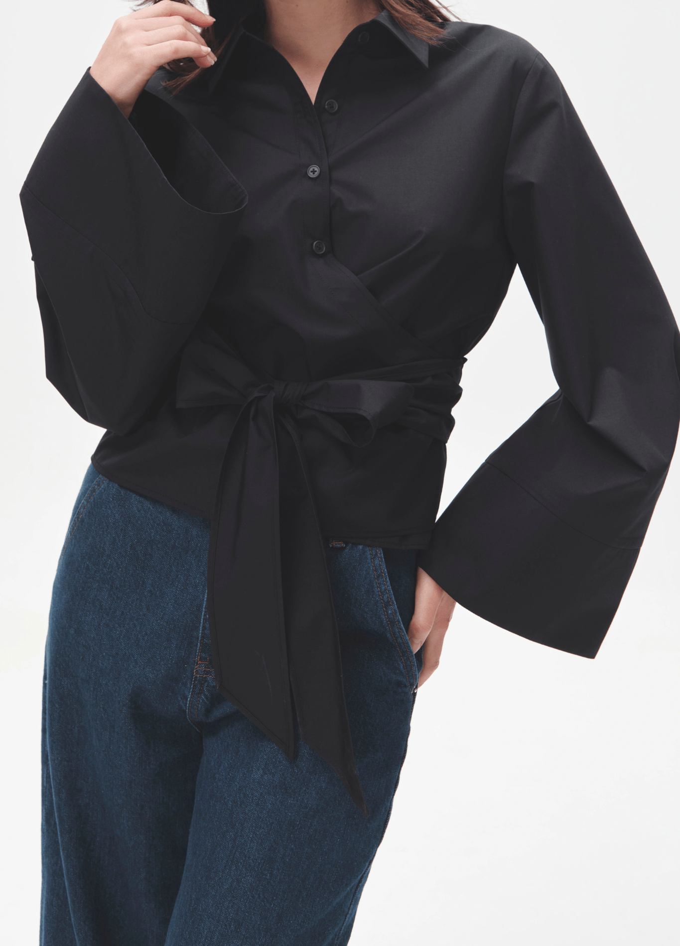 Kimono Femme Noir en Polyester | Élégant Kimono Japonais Court Décontracté 1