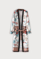 Kimono Femme Satiné Long | Élégant Imprimé Floral Tropical pour Été 0