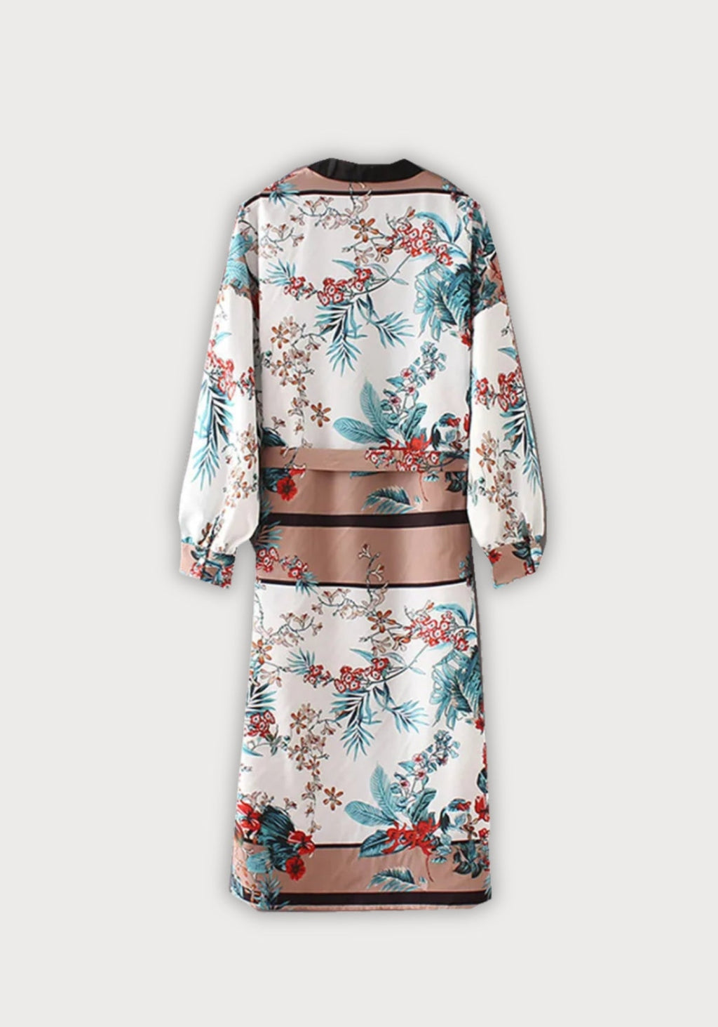 Kimono Femme Satiné Long | Élégant Imprimé Floral Tropical pour Été 1