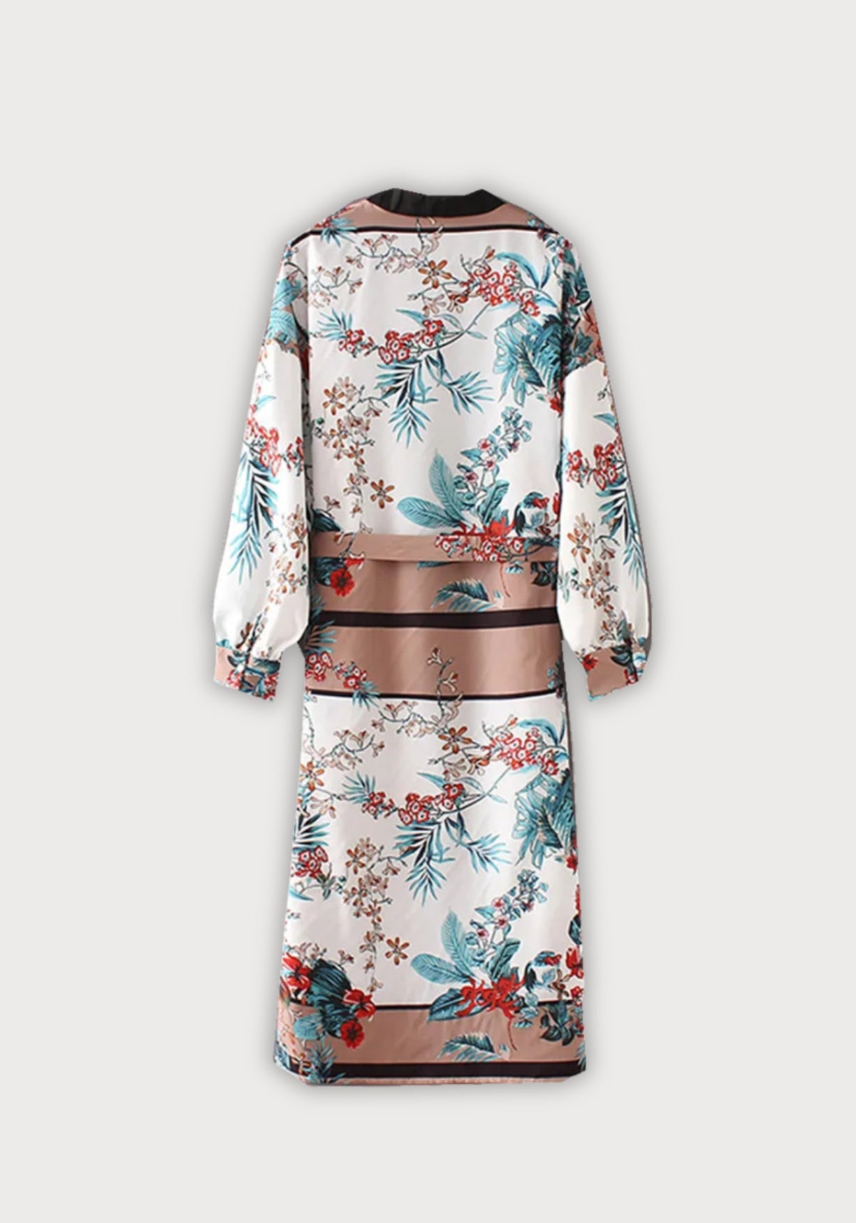 Kimono Femme Satiné Long | Élégant Imprimé Floral Tropical pour Été 1