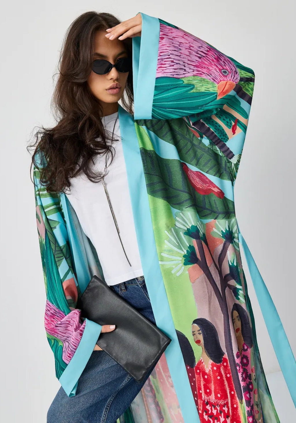 Kimono Femme Tropical Long | Élégant Léger Kimono Plage Été 3