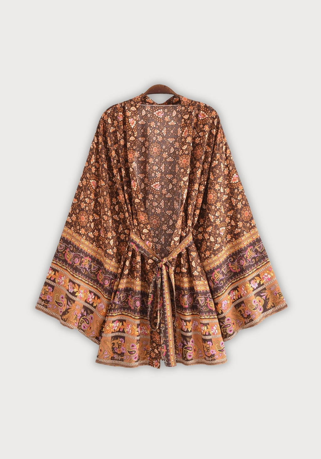 Kimono Femme Viscose Court | Élégant Boho à Imprimé Floral et Baroque 0