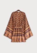 Kimono Femme Viscose Court | Élégant Boho à Imprimé Floral et Baroque 1
