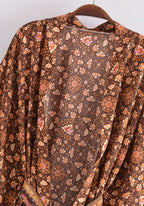 Kimono Femme Viscose Court | Élégant Boho à Imprimé Floral et Baroque 2