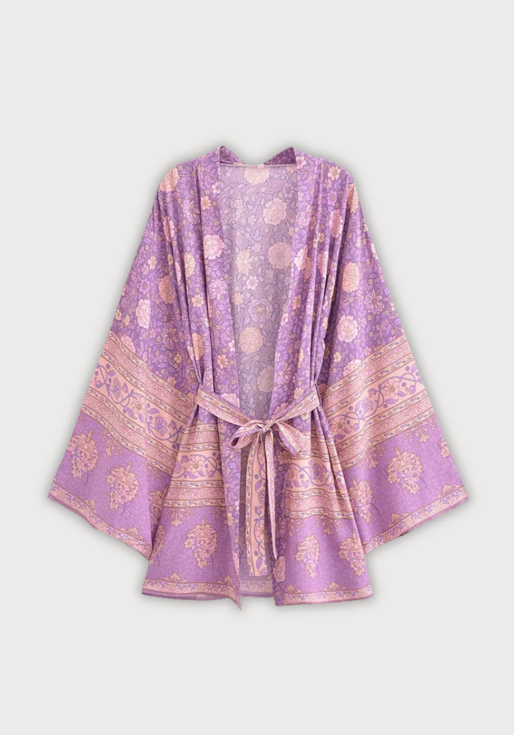 Kimono Femme Viscose Court | Élégant Imprimé Floral Léger pour Été 0