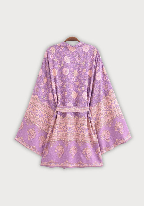 Kimono Femme Viscose Court | Élégant Imprimé Floral Léger pour Été 1