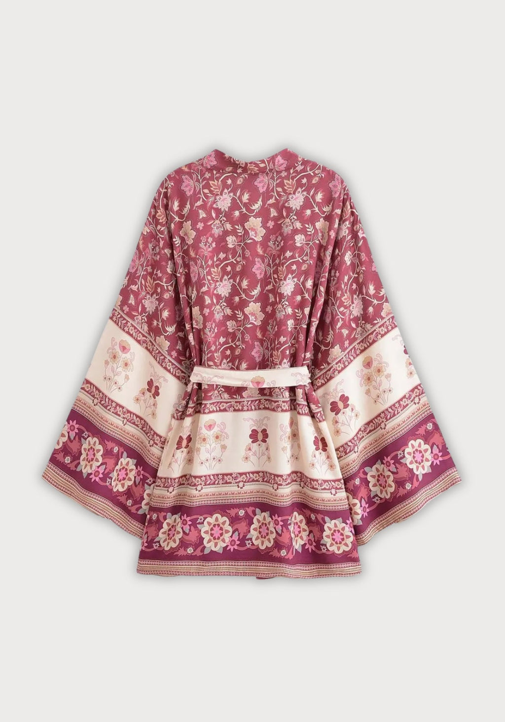 Kimono Femme Viscose Court | Élégant Motif Floral Bohème pour Été 1