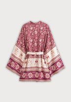 Kimono Femme Viscose Court | Élégant Motif Floral Bohème pour Été 1